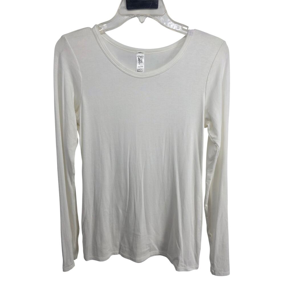Spanx Better Base Long Sleeve Crew Powder White Size XL - Flaw